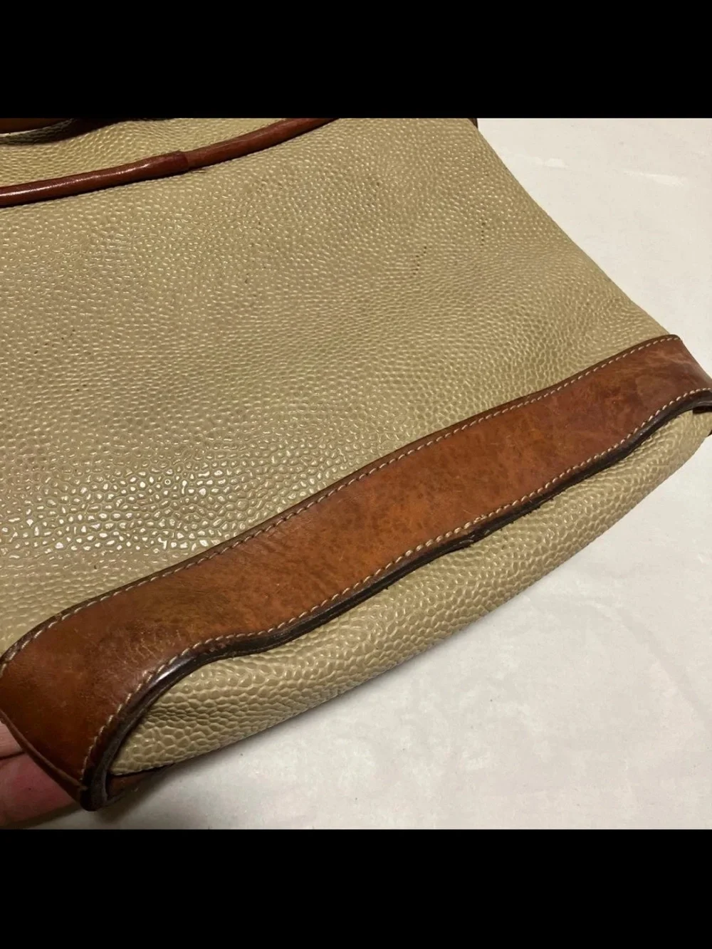 Mulberry Beige and Brown Leather-Trim Crossbody Bag